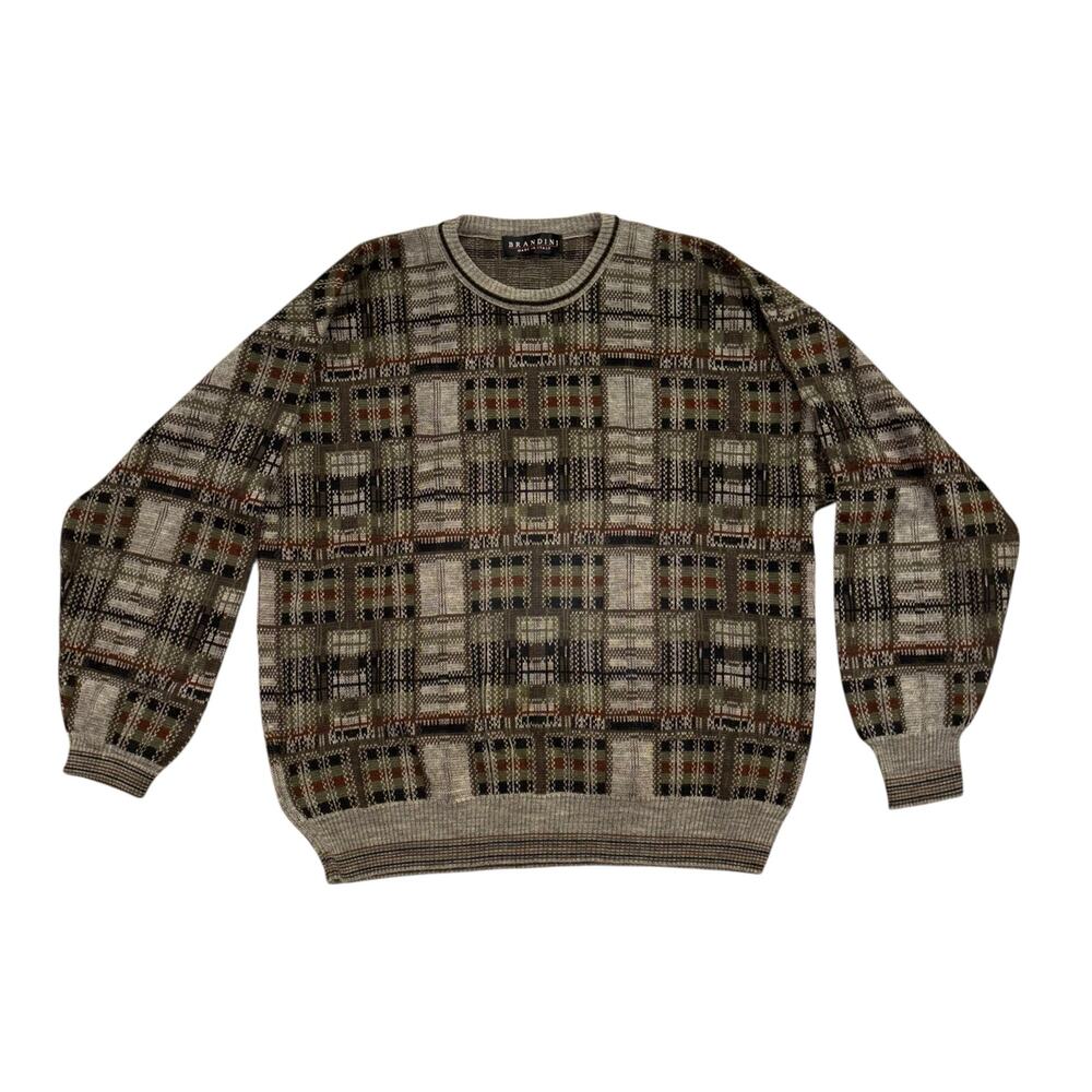 Vtg Brandini Italy Wool Blend Knit Grandpa Sweater Men’s XL Grandpacore Academia - Picture 2 of 10